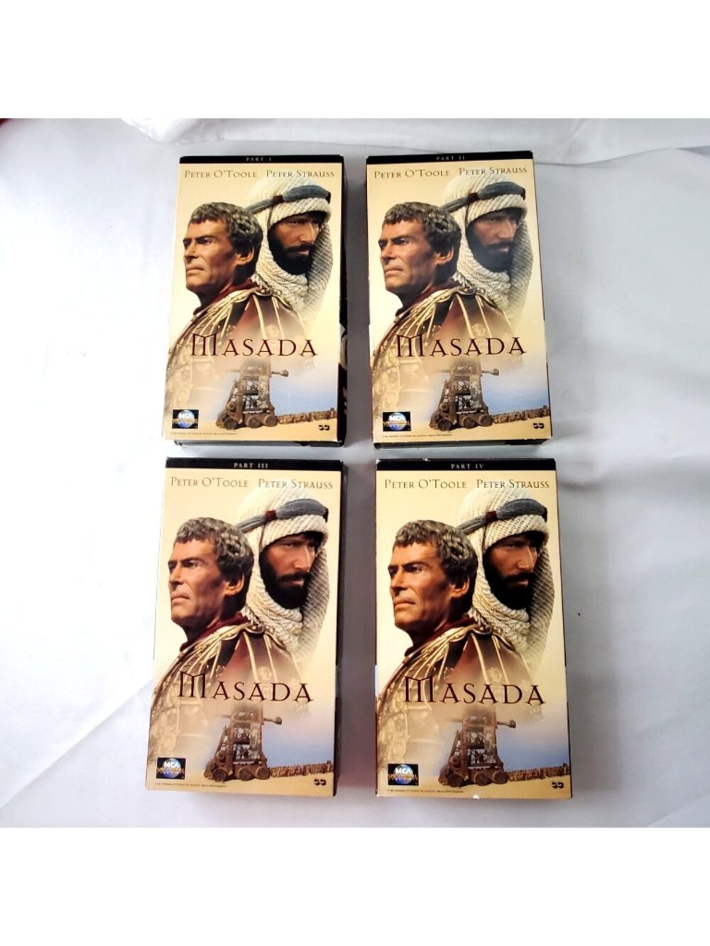 Masada VHS Miniseries Set Parts 1-4 Peter OToole & Peter Strauss Hi-Fi 1981